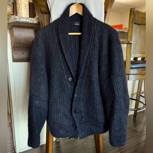Paul Smith Super Kid Mohair Shawl Cable Cardigan / Black / Large
